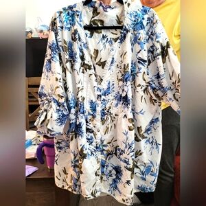 Cool, comfortable, flowy, English floral big shirt.